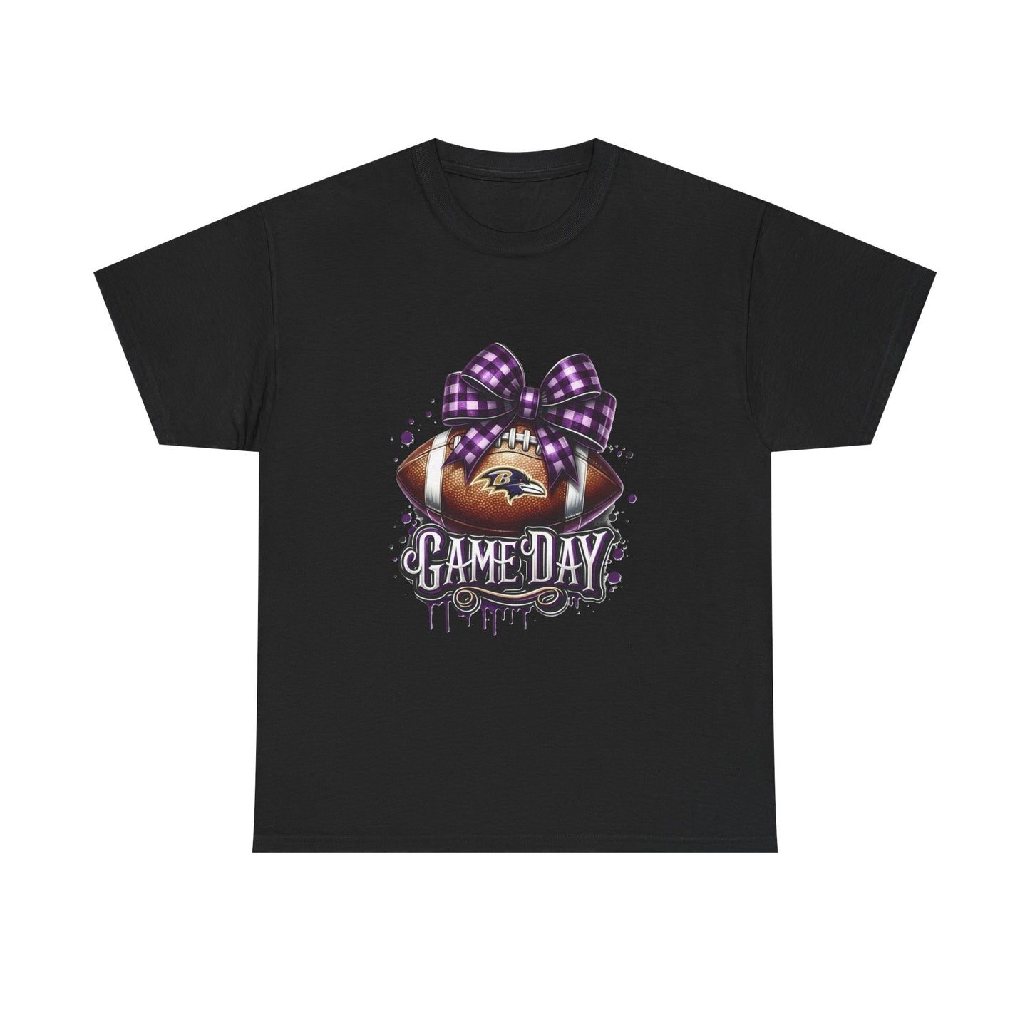 Game Day Football Tee — Purple Bow Baltimore Fan Shirt