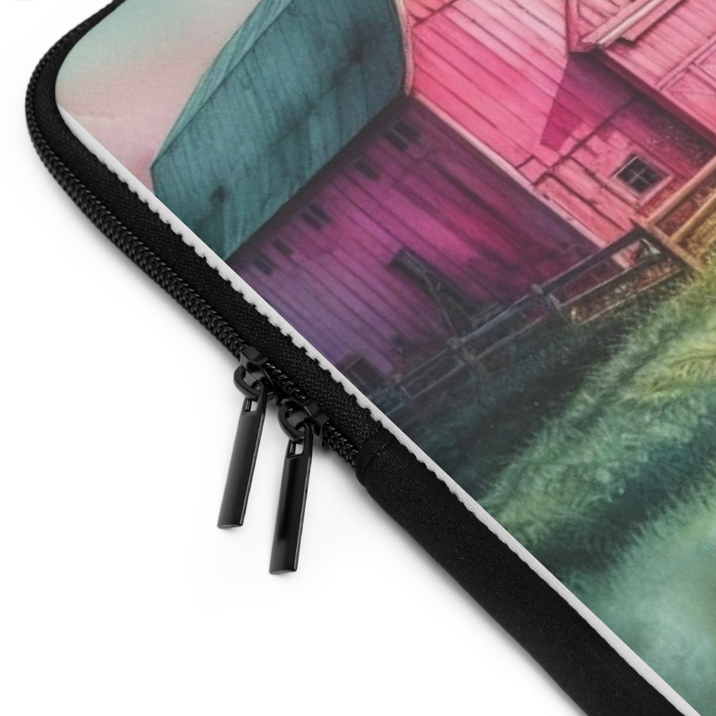 Pink Jeep Laptop Sleeve — Country Farmhouse Sunset Design