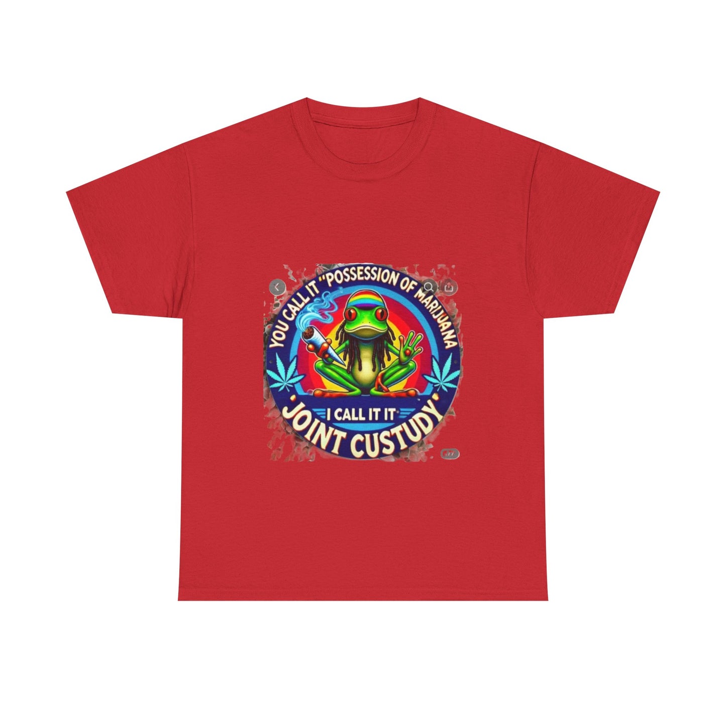 Joint Custody Frog T-Shirt — Funny Cannabis Graphic Tee (“You Call It Possession I Call It Joint Custody”)