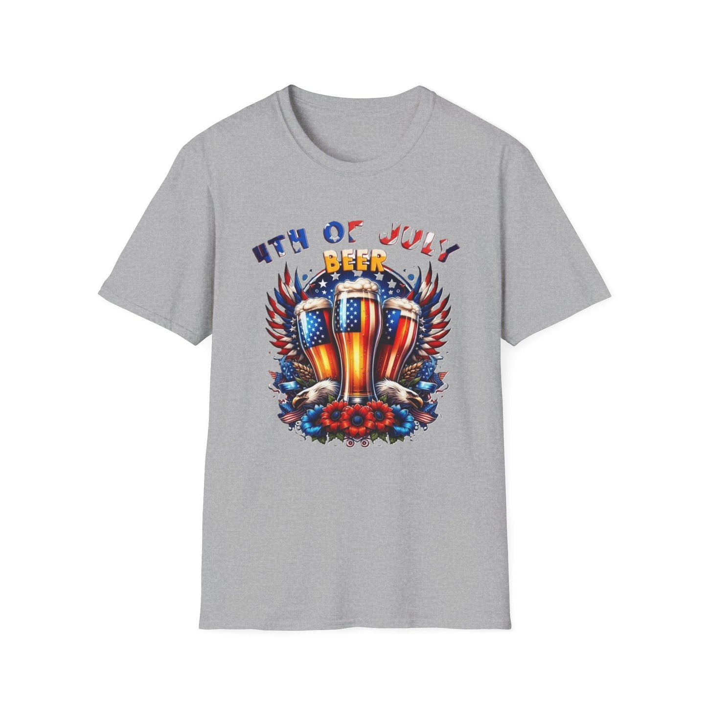 4th of July Beer T-Shirt — Patriotic American Flag Beer Graphic Tee