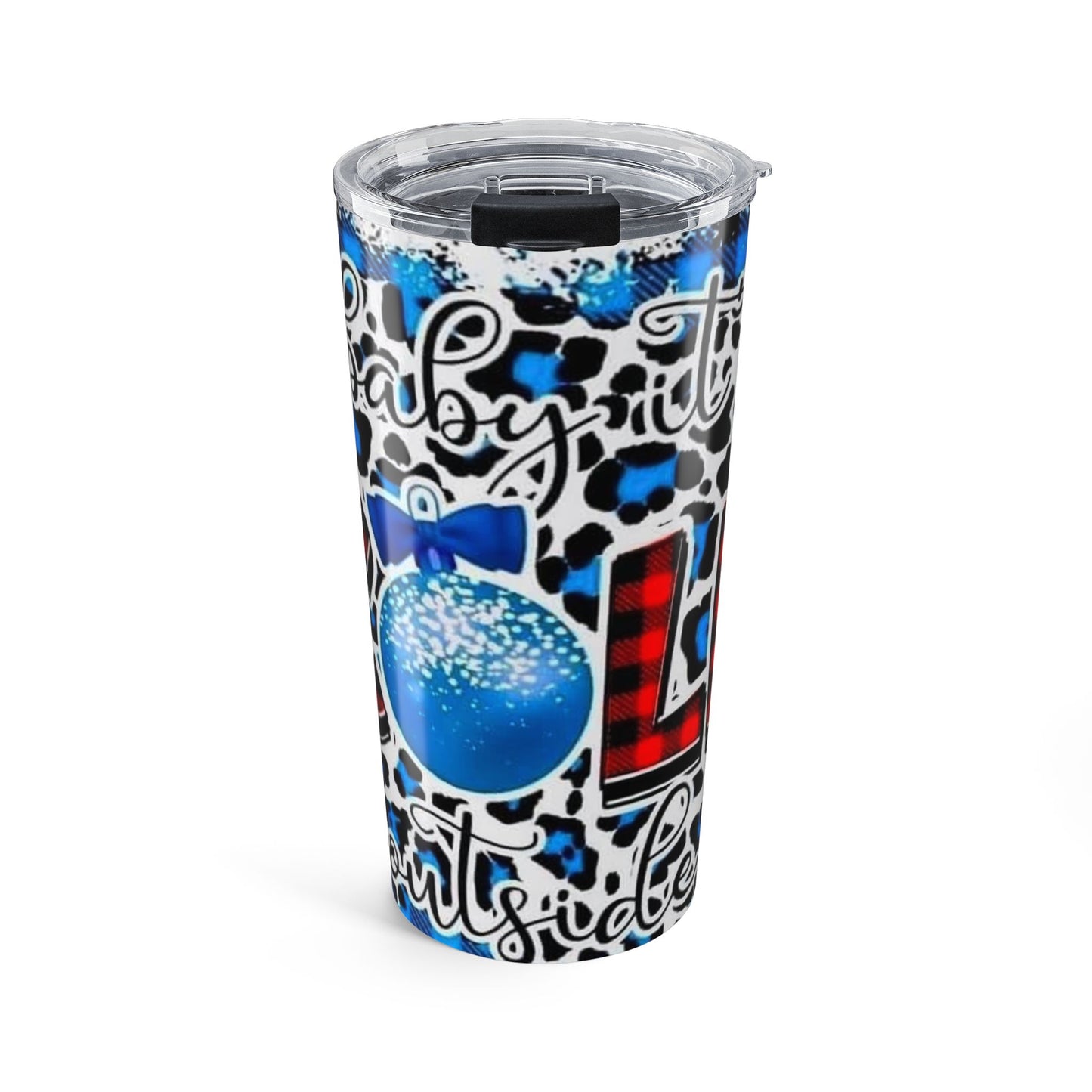 20oz Insulated Tumbler — Blue Buffalo Plaid ‘Baby It’s Cold Outside’ Holiday Design