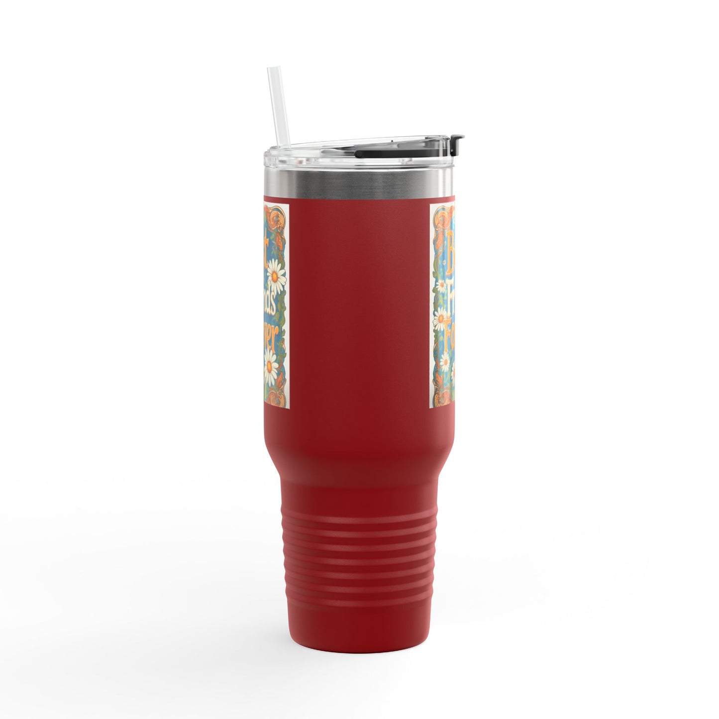 Best Friends Forever 40oz Insulated Travel Mug — Daisy Floral Friendship Tumbler