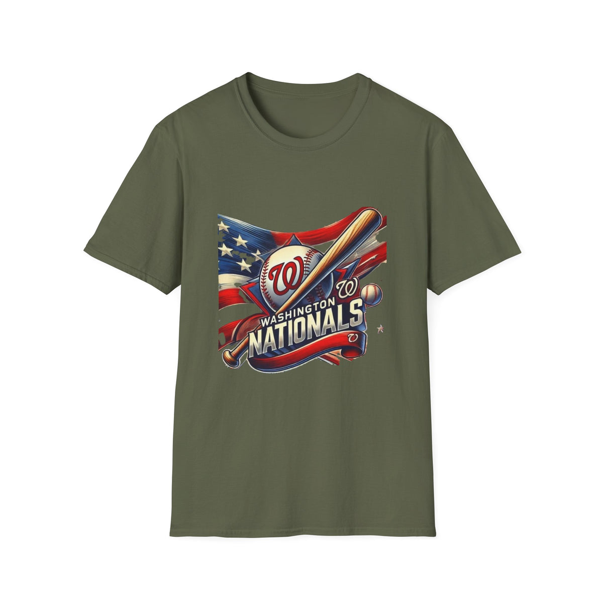 Washington Nationals Baseball T-Shirt — Patriotic Bat & Flag Logo Tee