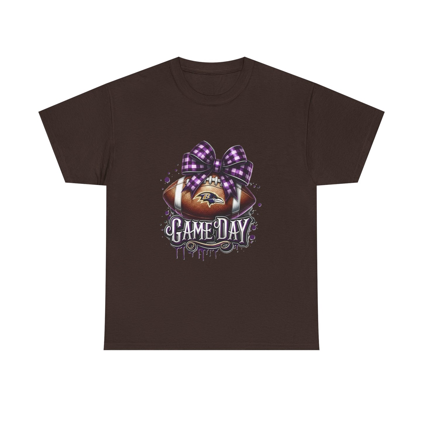 Game Day Football Tee — Purple Bow Baltimore Fan Shirt
