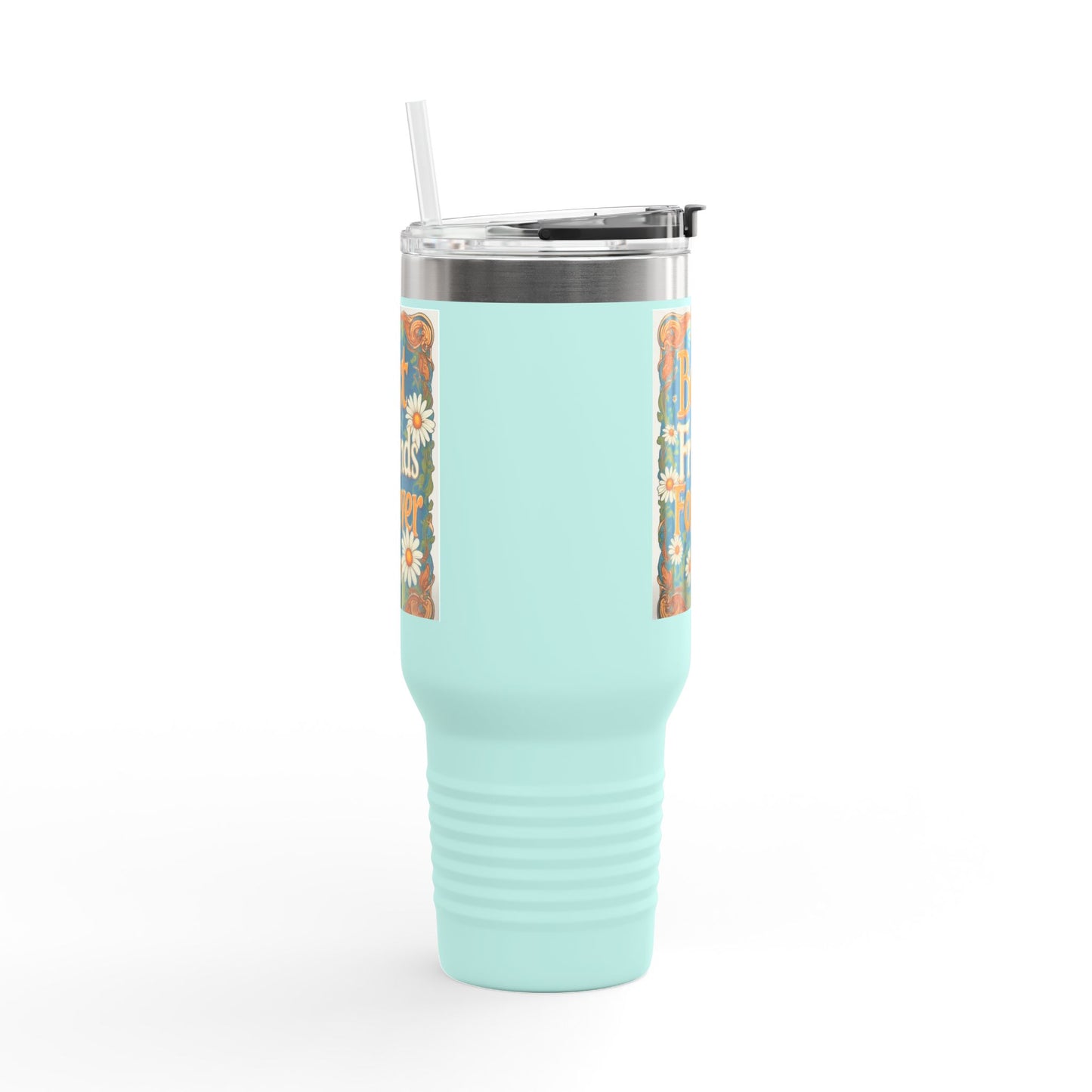 Best Friends Forever 40oz Insulated Travel Mug — Daisy Floral Friendship Tumbler