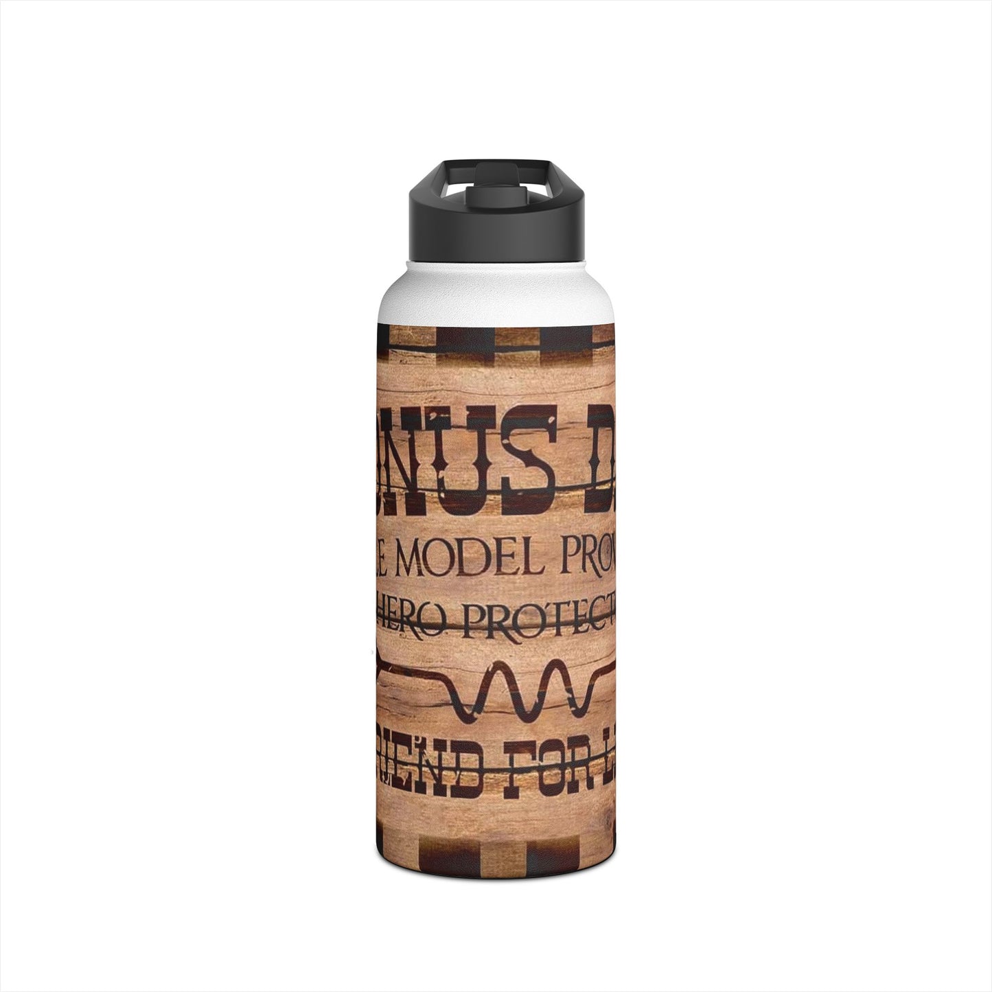 Rustic Veteran Dad Stainless Steel Water Bottle — 'Bonus Dad' Military Tribute