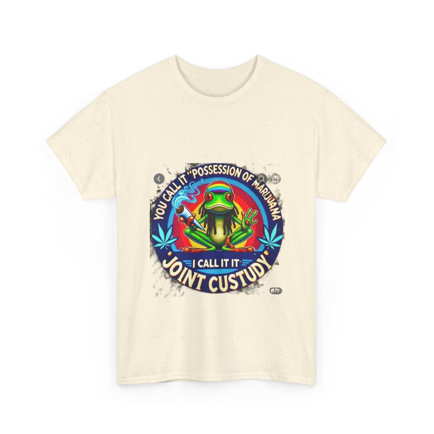 Joint Custody Frog T-Shirt — Funny Cannabis Graphic Tee (“You Call It Possession I Call It Joint Custody”)