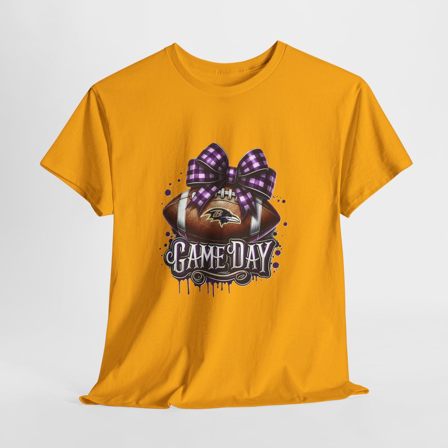 Game Day Football Tee — Purple Bow Baltimore Fan Shirt