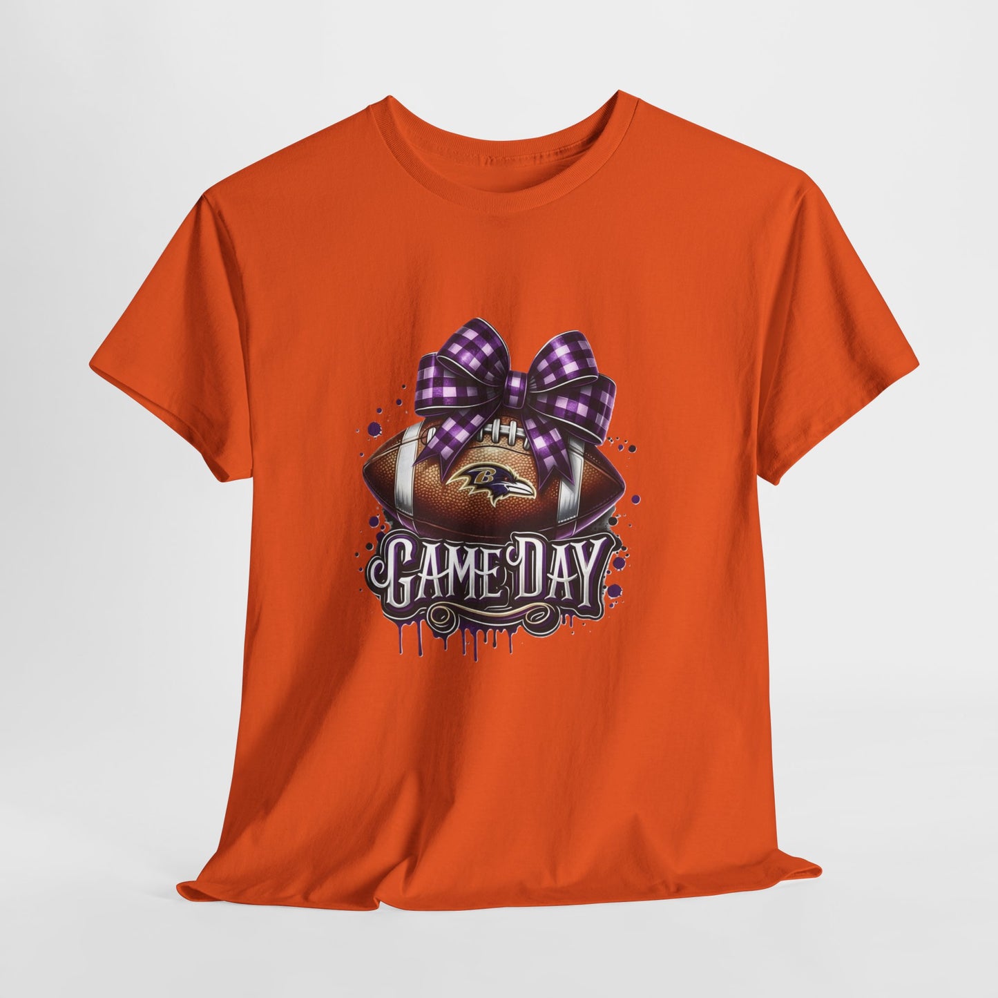 Game Day Football Tee — Purple Bow Baltimore Fan Shirt