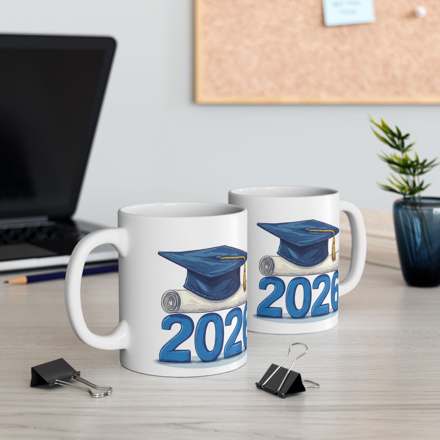 2026 Graduation Mug - Class of 2026 Cap & Diploma Ceramic Coffee Cup
