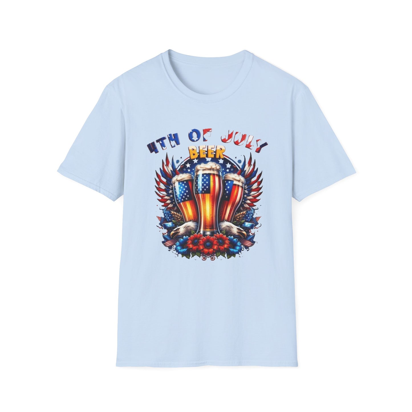 4th of July Beer T-Shirt — Patriotic American Flag Beer Graphic Tee
