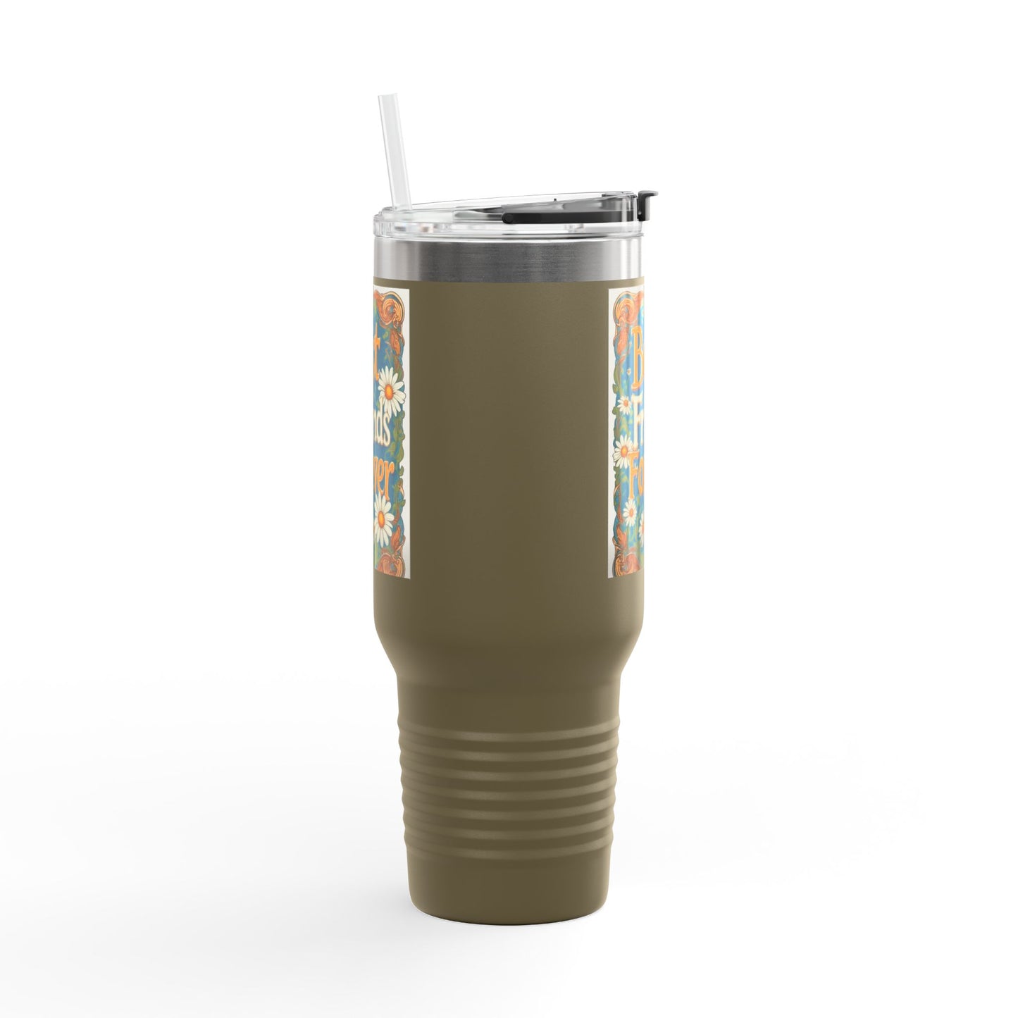 Best Friends Forever 40oz Insulated Travel Mug — Daisy Floral Friendship Tumbler