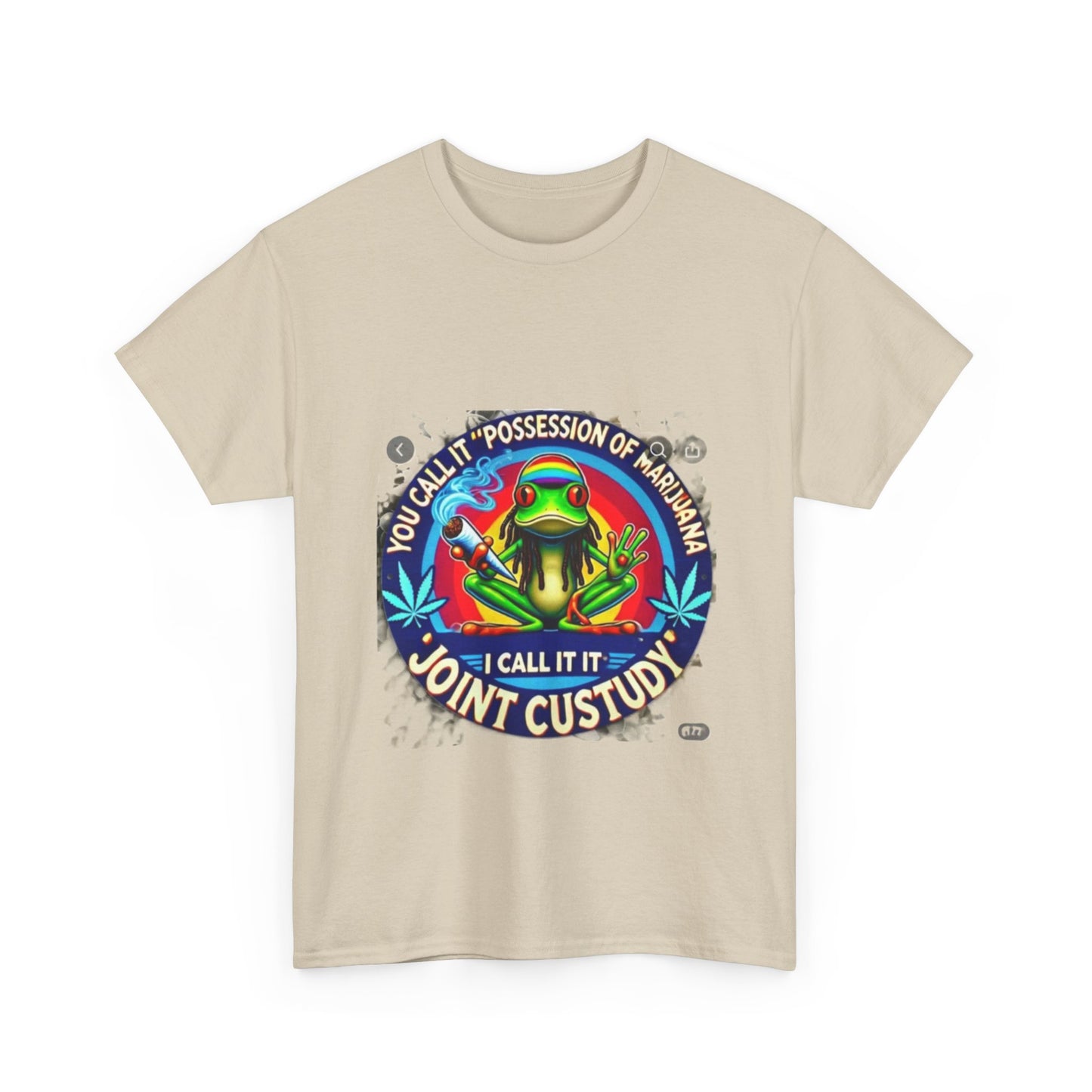 Joint Custody Frog T-Shirt — Funny Cannabis Graphic Tee (“You Call It Possession I Call It Joint Custody”)