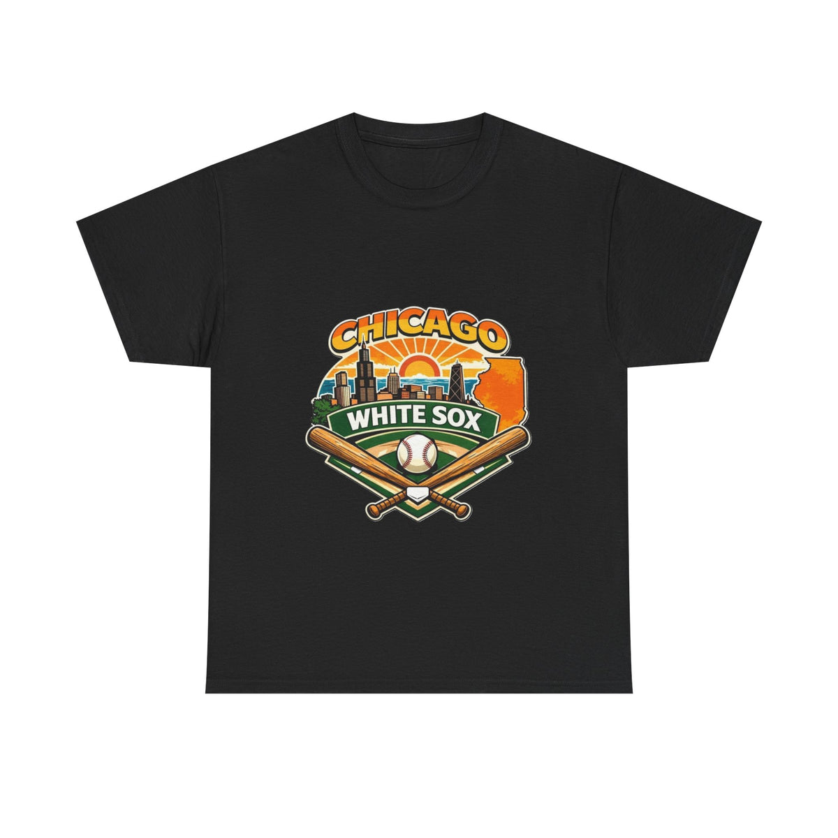 Chicago White Sox Baseball Tee — Vintage City Skyline Design