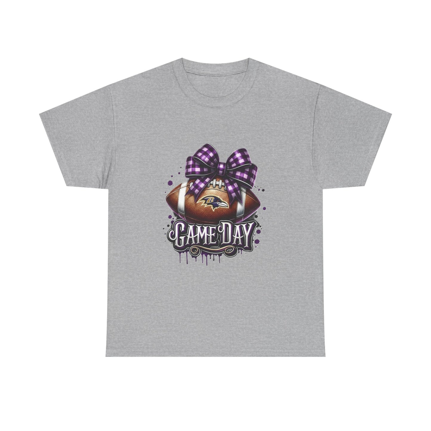 Game Day Football Tee — Purple Bow Baltimore Fan Shirt
