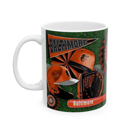 Baseball Fan Ceramic Mug — Team Orange Jersey & Ball Design (11oz/15oz)