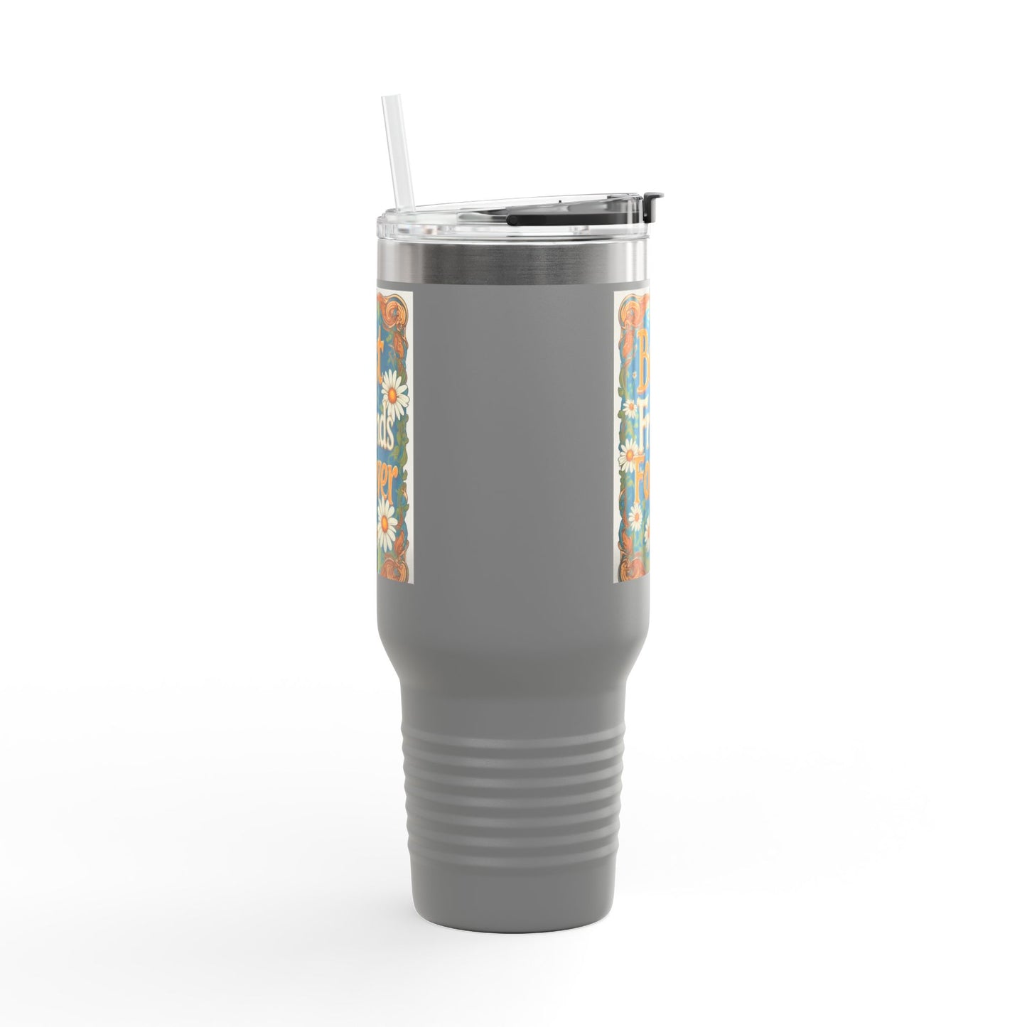 Best Friends Forever 40oz Insulated Travel Mug — Daisy Floral Friendship Tumbler