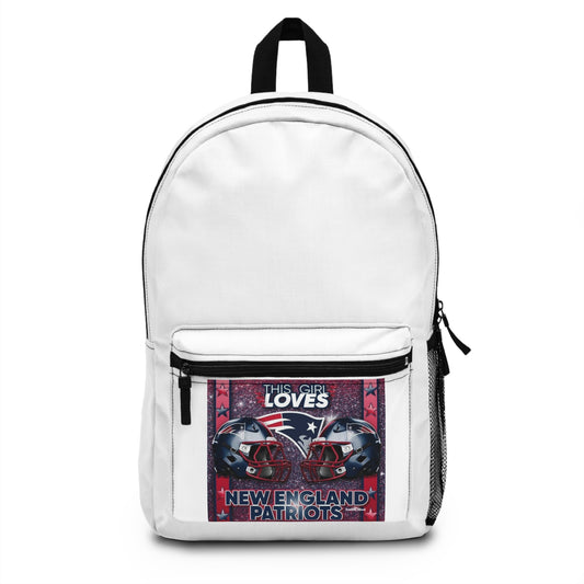 New England Patriots Fan Backpack - 'This Girl Loves' Football Helmet Design