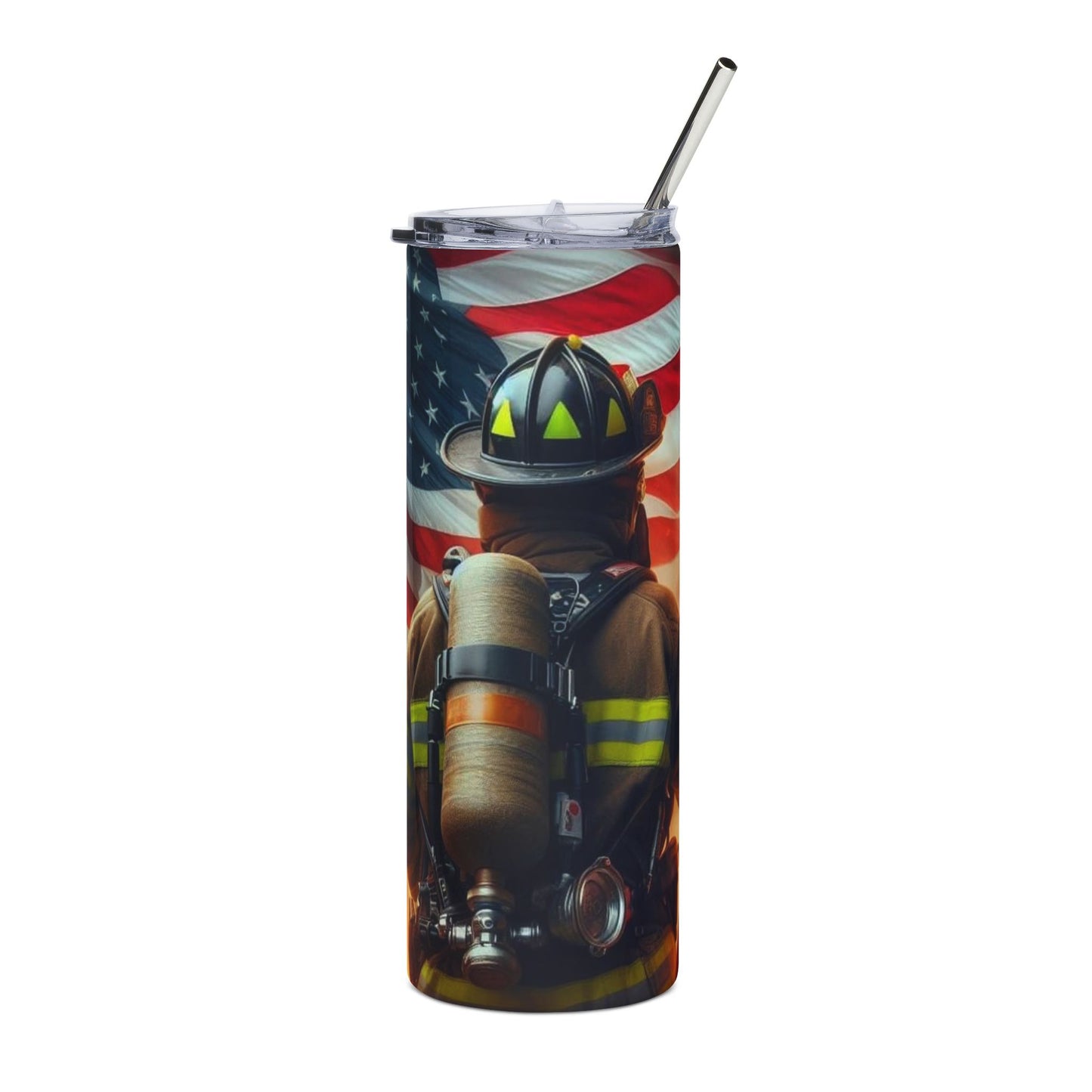 Firefighter Stainless Steel Tumbler 20oz – American Flag Tribute