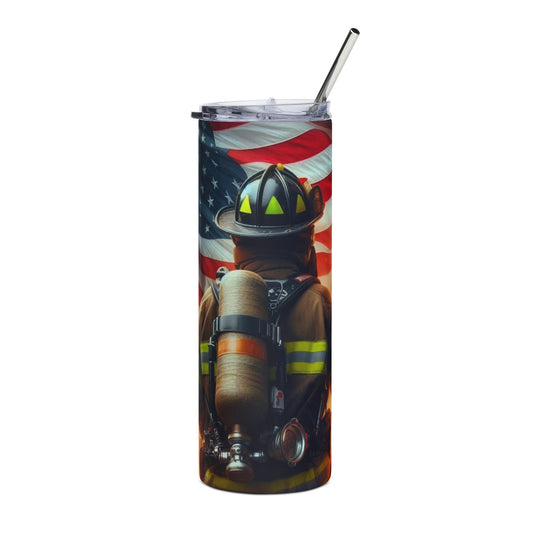 Firefighter Stainless Steel Tumbler 20oz – American Flag Tribute