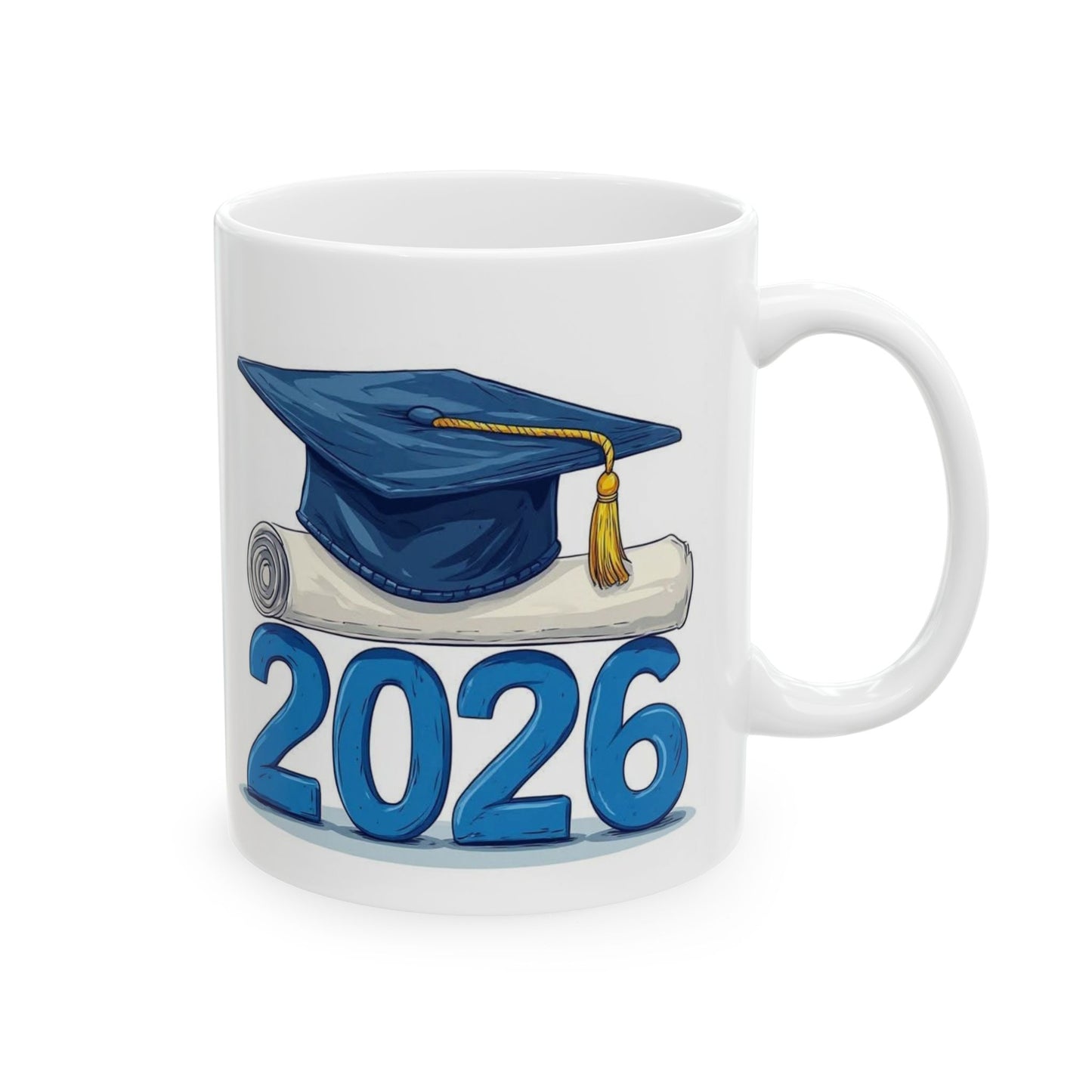 2026 Graduation Mug - Class of 2026 Cap & Diploma Ceramic Coffee Cup