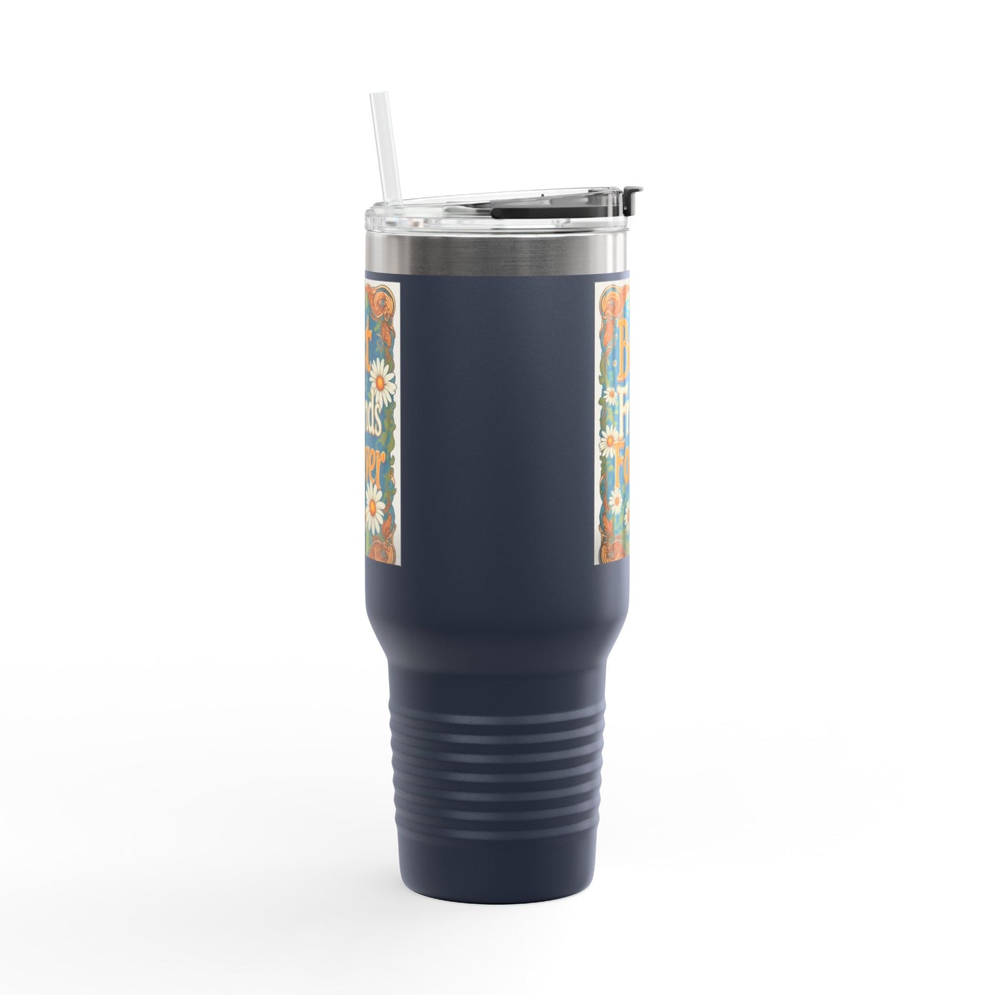 Best Friends Forever 40oz Insulated Travel Mug — Daisy Floral Friendship Tumbler