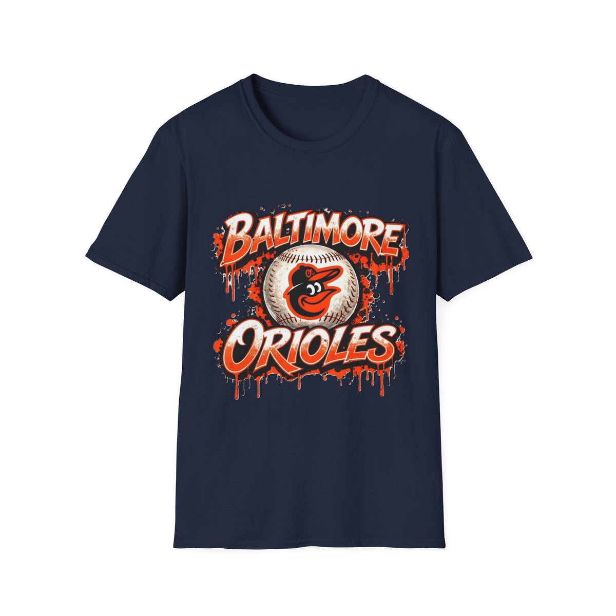 Baltimore Orioles Drip Baseball T-Shirt — Retro Team Logo Tee