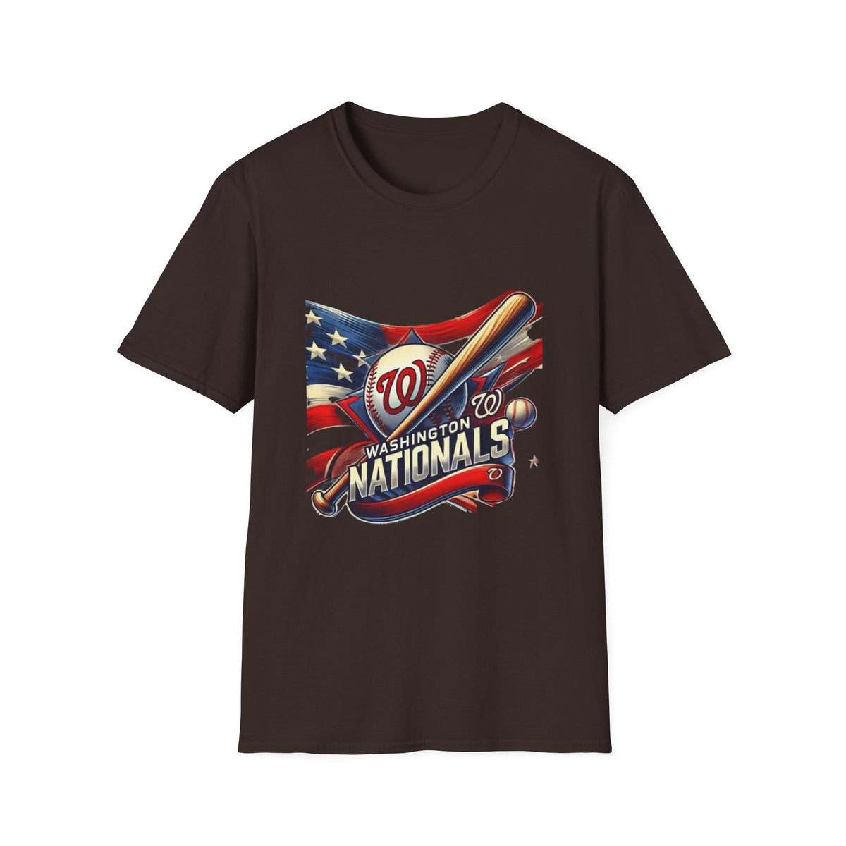 Washington Nationals Baseball T-Shirt — Patriotic Bat & Flag Logo Tee