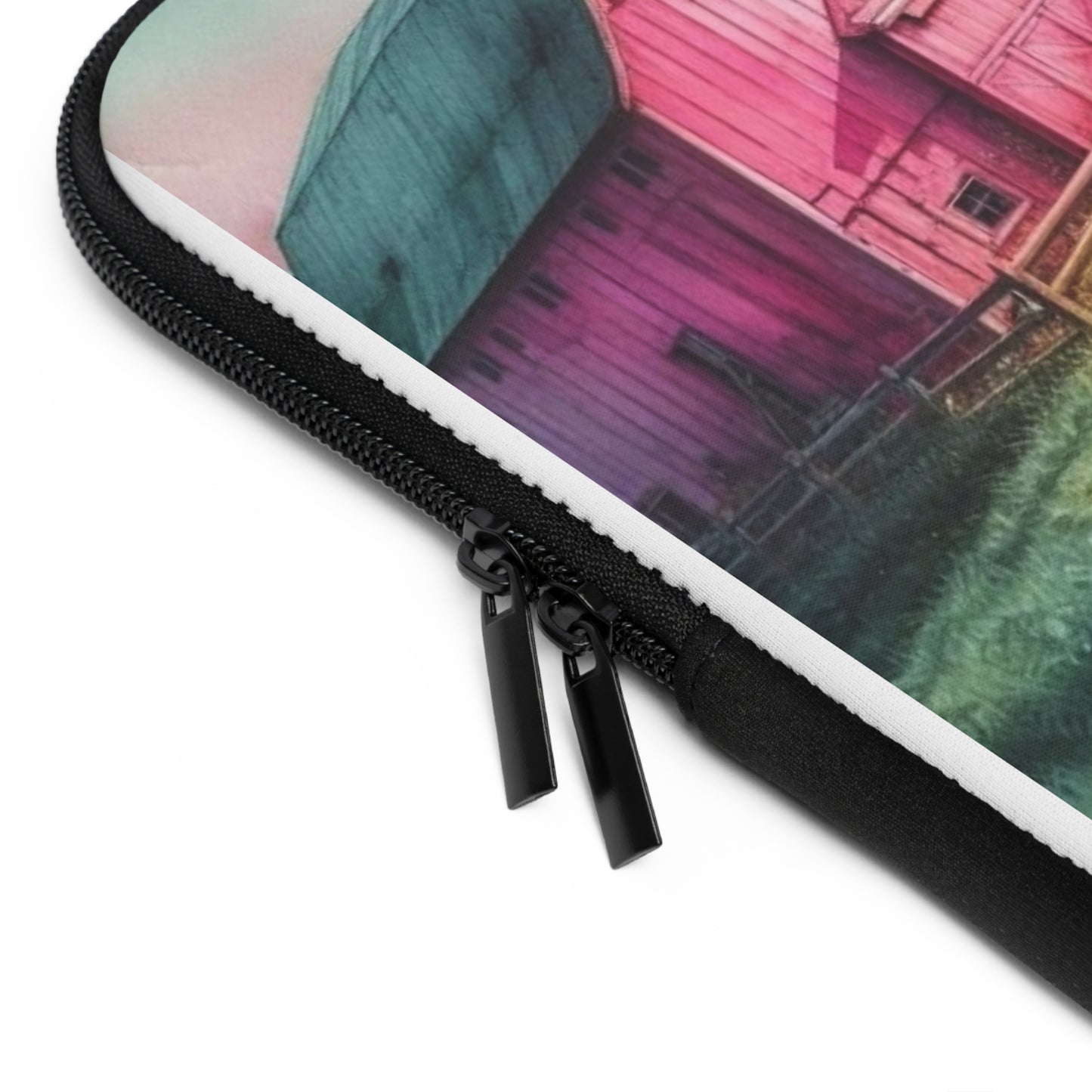 Pink Jeep Laptop Sleeve — Country Farmhouse Sunset Design