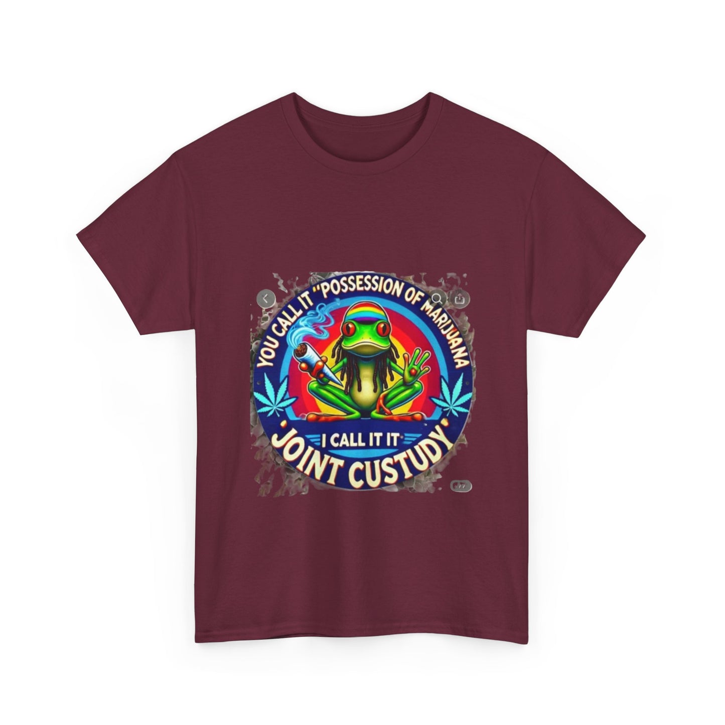 Joint Custody Frog T-Shirt — Funny Cannabis Graphic Tee (“You Call It Possession I Call It Joint Custody”)