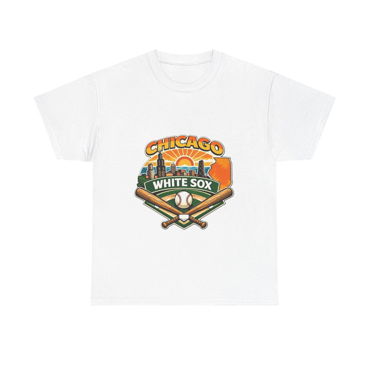 Chicago White Sox Baseball Tee — Vintage City Skyline Design