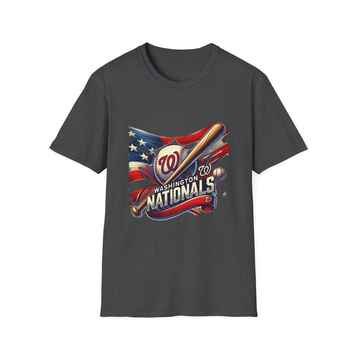 Washington Nationals Baseball T-Shirt — Patriotic Bat & Flag Logo Tee