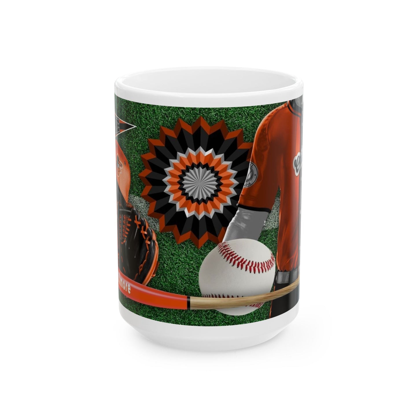 Baseball Fan Ceramic Mug — Team Orange Jersey & Ball Design (11oz/15oz)