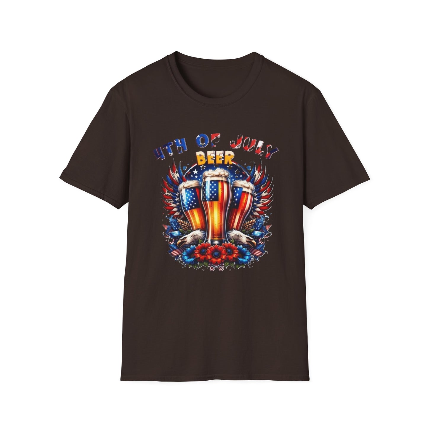 4th of July Beer T-Shirt — Patriotic American Flag Beer Graphic Tee