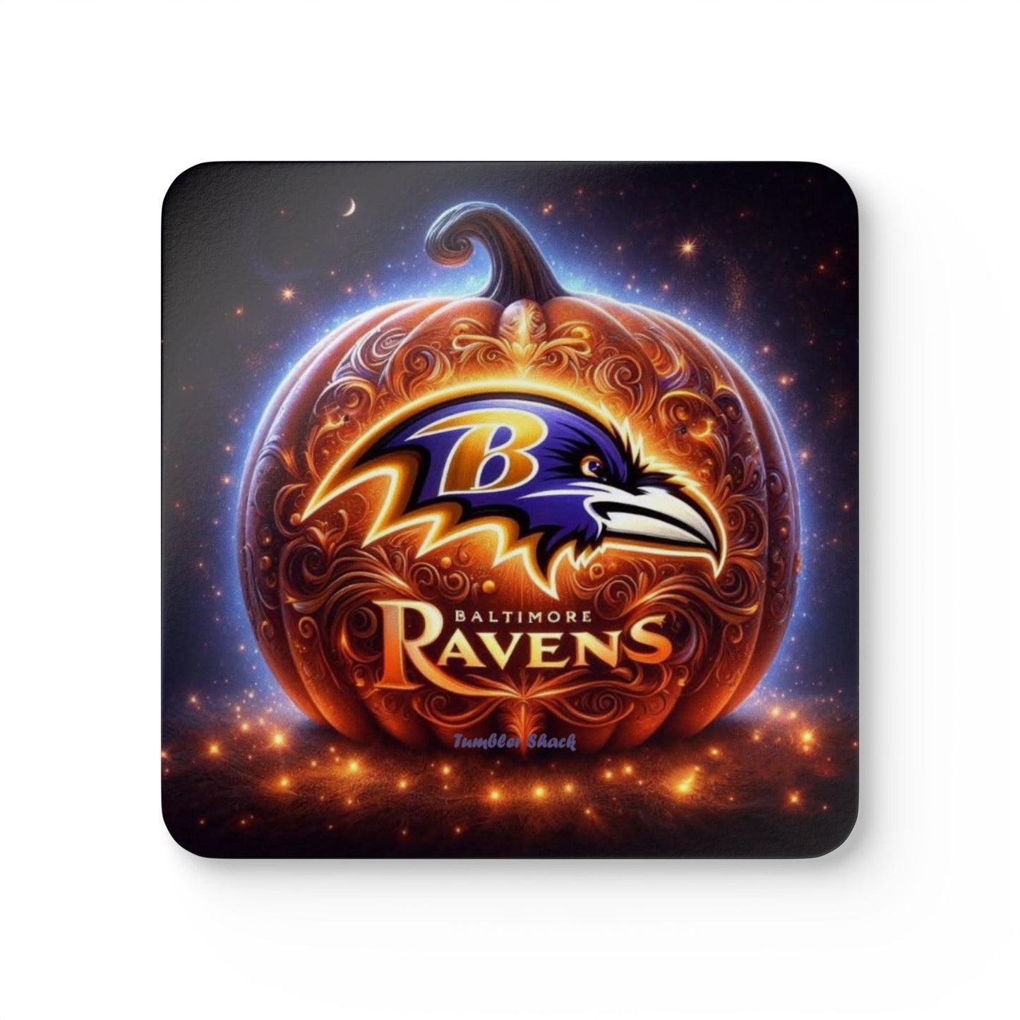 Baltimore Ravens Pumpkin Cork Coaster Set — NFL Team Drink Coasters