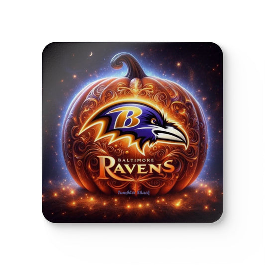 Baltimore Ravens Pumpkin Cork Coaster Set — NFL Team Drink Coasters