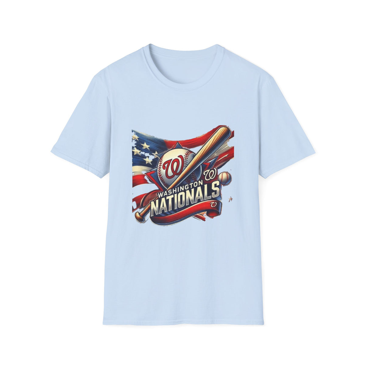Washington Nationals Baseball T-Shirt — Patriotic Bat & Flag Logo Tee