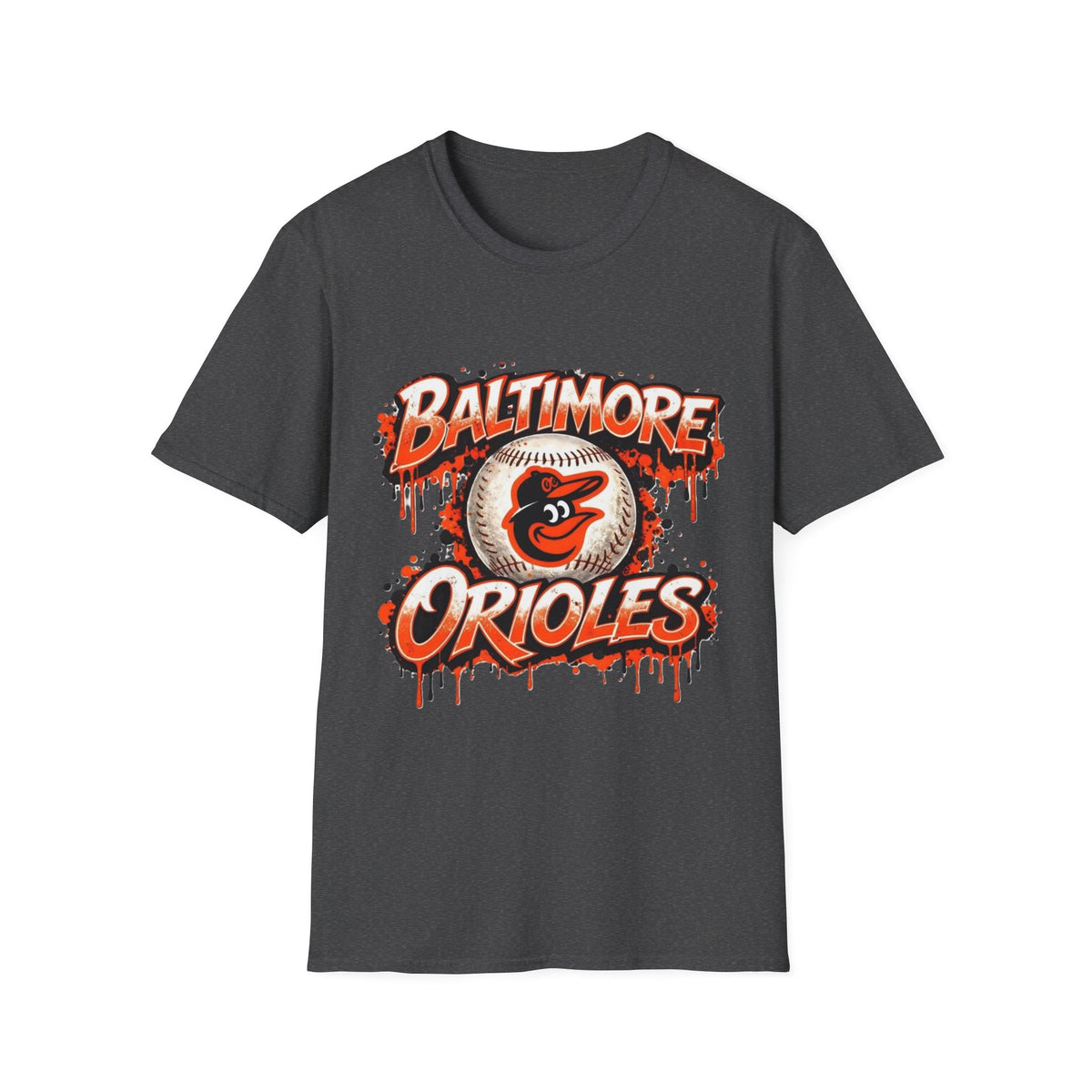 Baltimore Orioles Drip Baseball T-Shirt — Retro Team Logo Tee