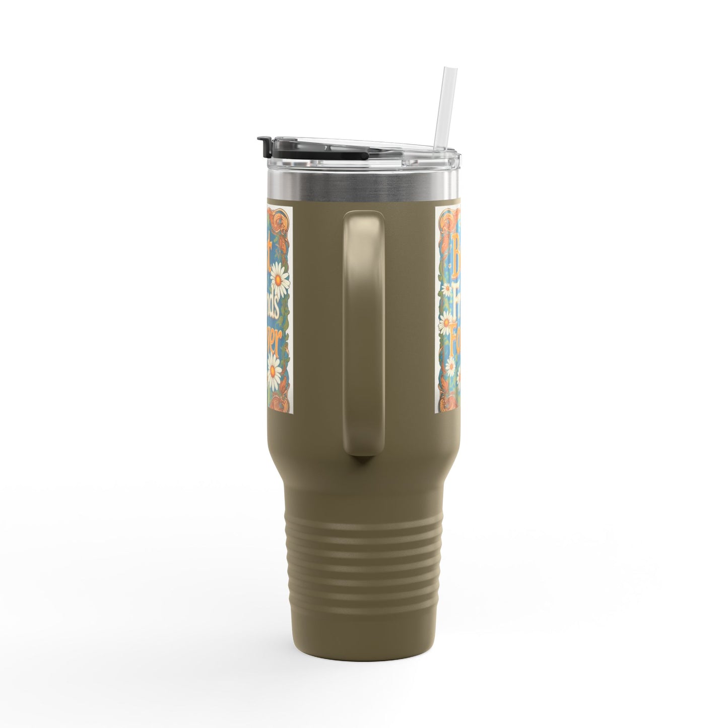 Best Friends Forever 40oz Insulated Travel Mug — Daisy Floral Friendship Tumbler