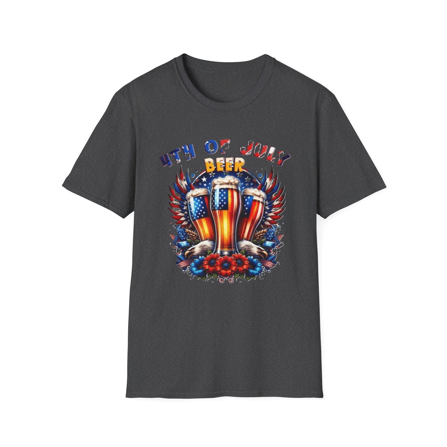 4th of July Beer T-Shirt — Patriotic American Flag Beer Graphic Tee