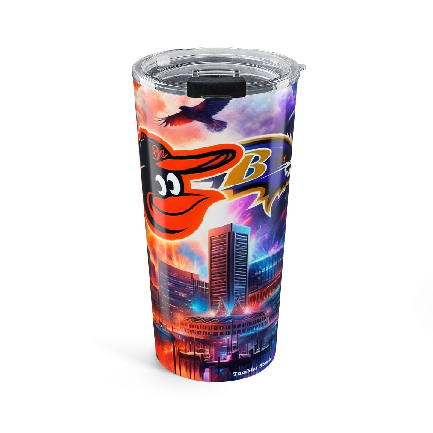 Baltimore Orioles Skyline 20oz Travel Tumbler — Colorful Nebula City Design