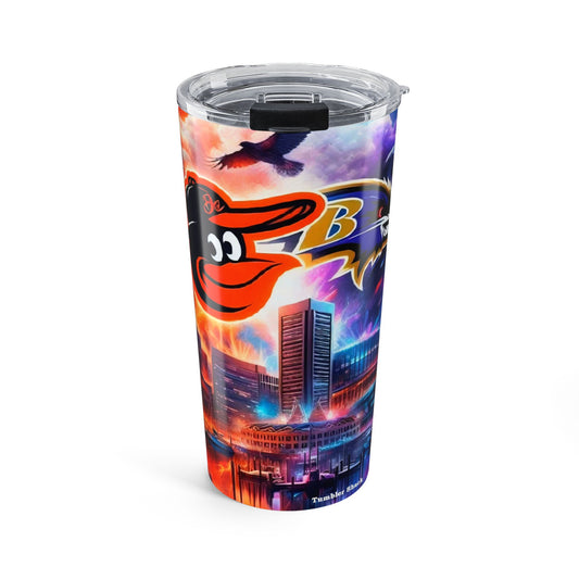Baltimore Orioles Skyline 20oz Travel Tumbler — Colorful Nebula City Design
