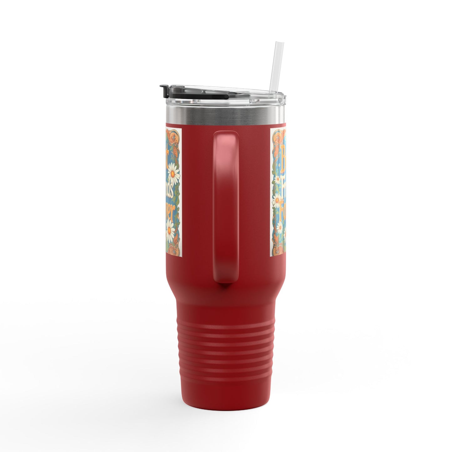 Best Friends Forever 40oz Insulated Travel Mug — Daisy Floral Friendship Tumbler