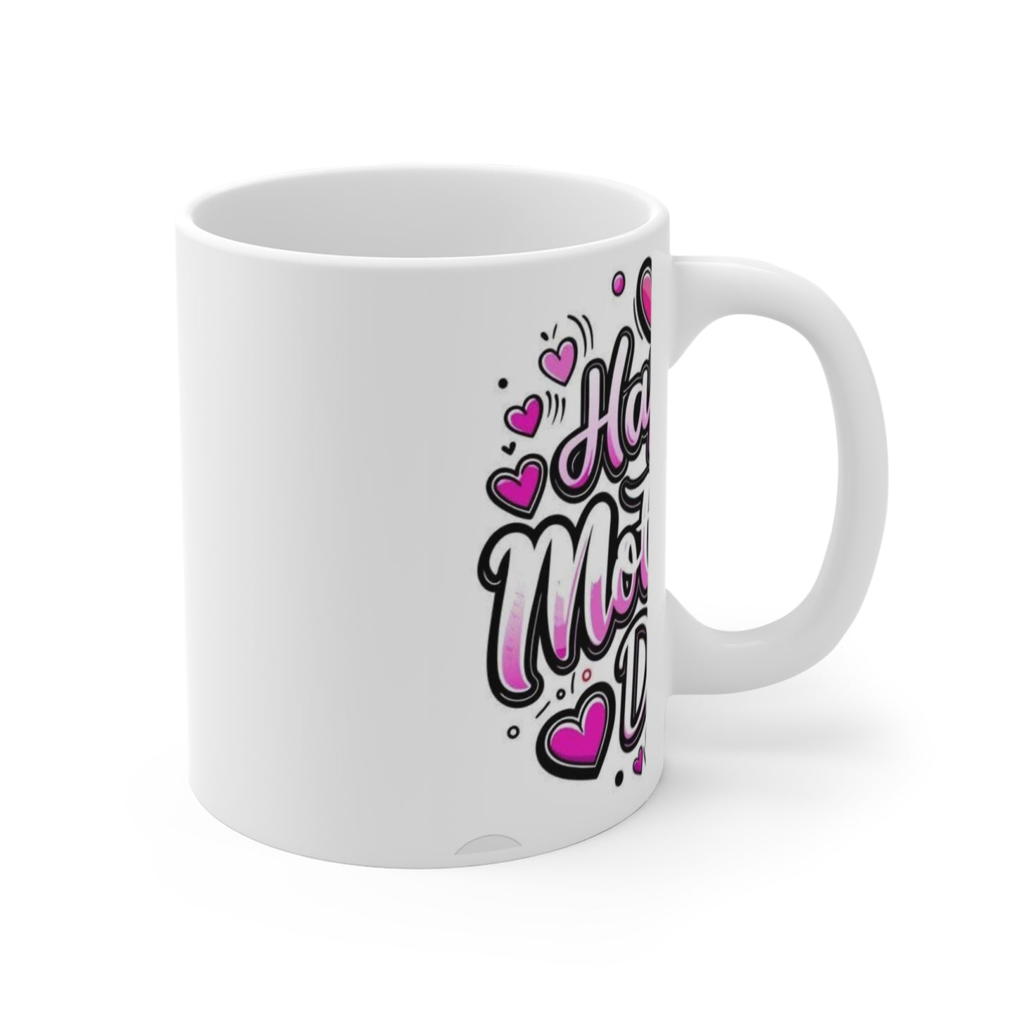 Mother's Day Mug — Pink "Happy Mother's Day" Heart Ceramic 11oz