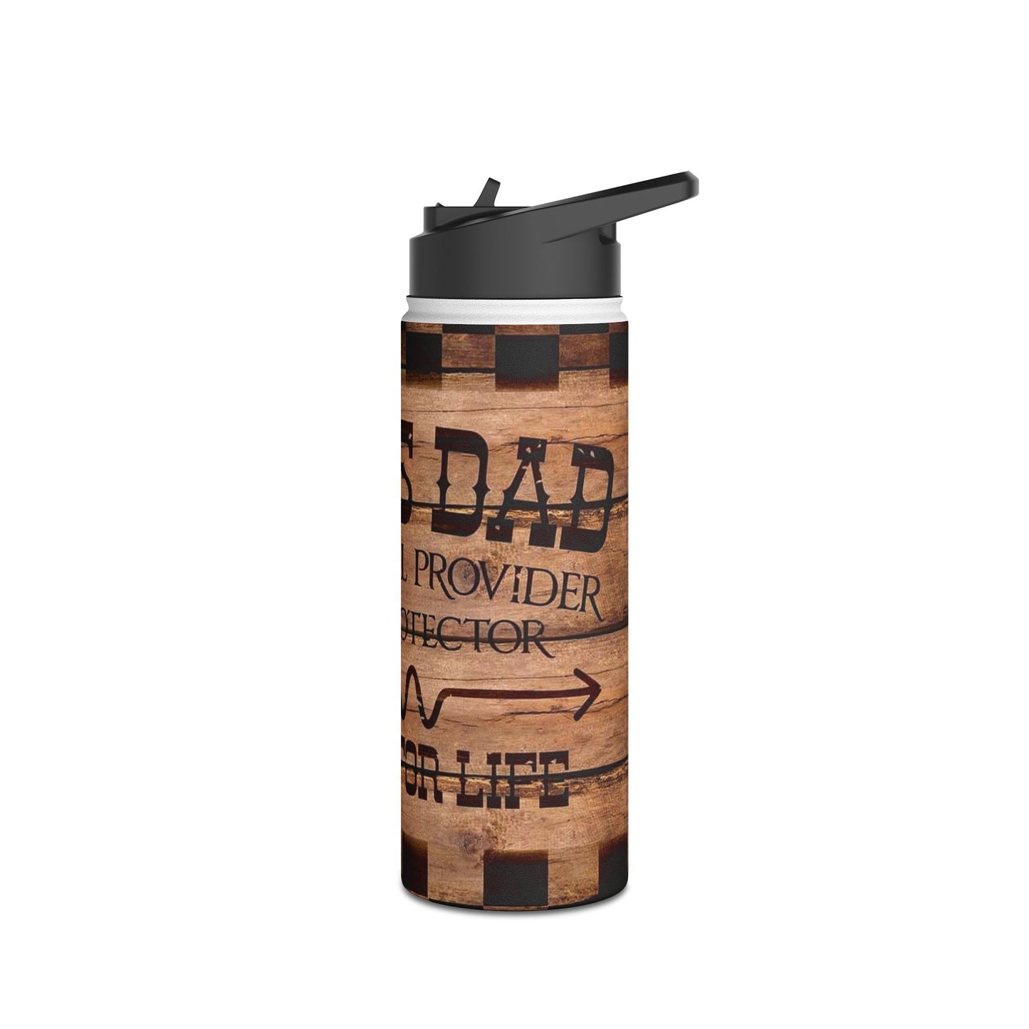 Rustic Veteran Dad Stainless Steel Water Bottle — 'Bonus Dad' Military Tribute
