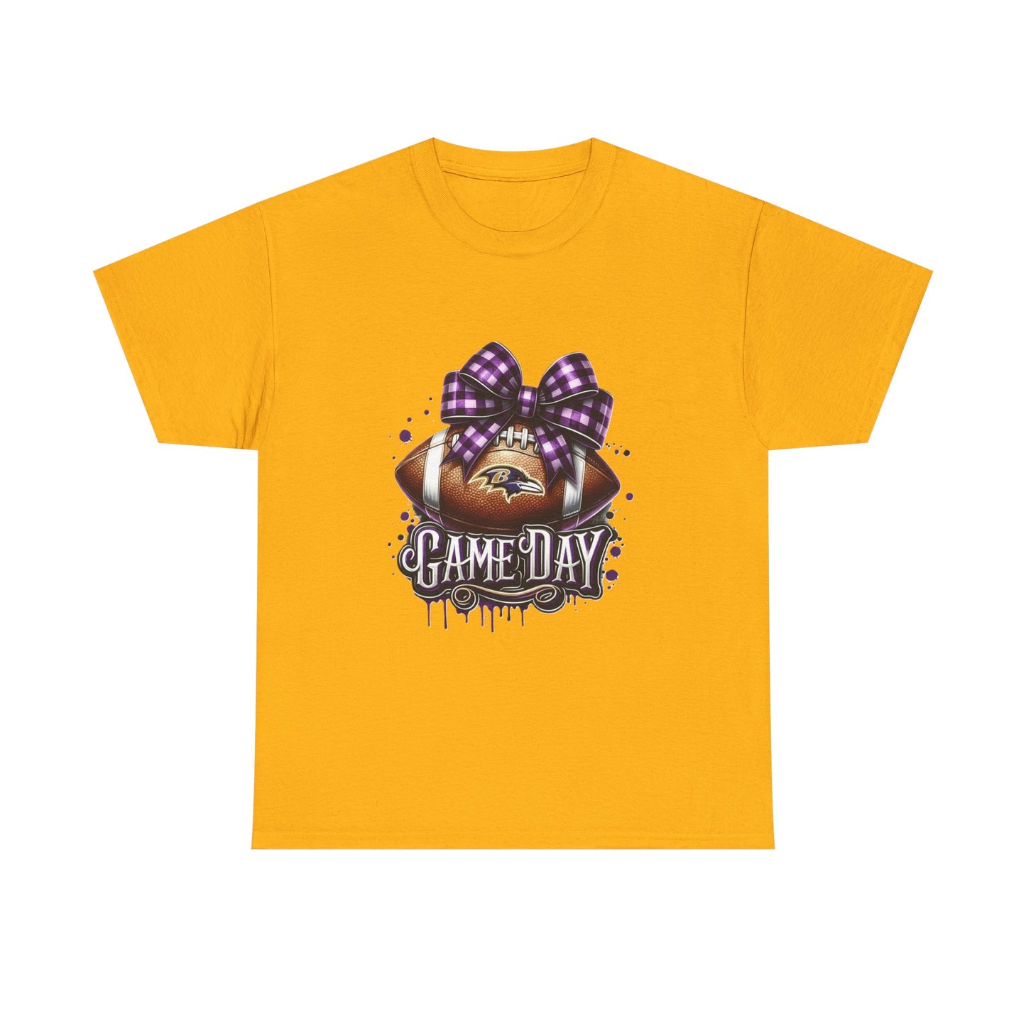 Game Day Football Tee — Purple Bow Baltimore Fan Shirt