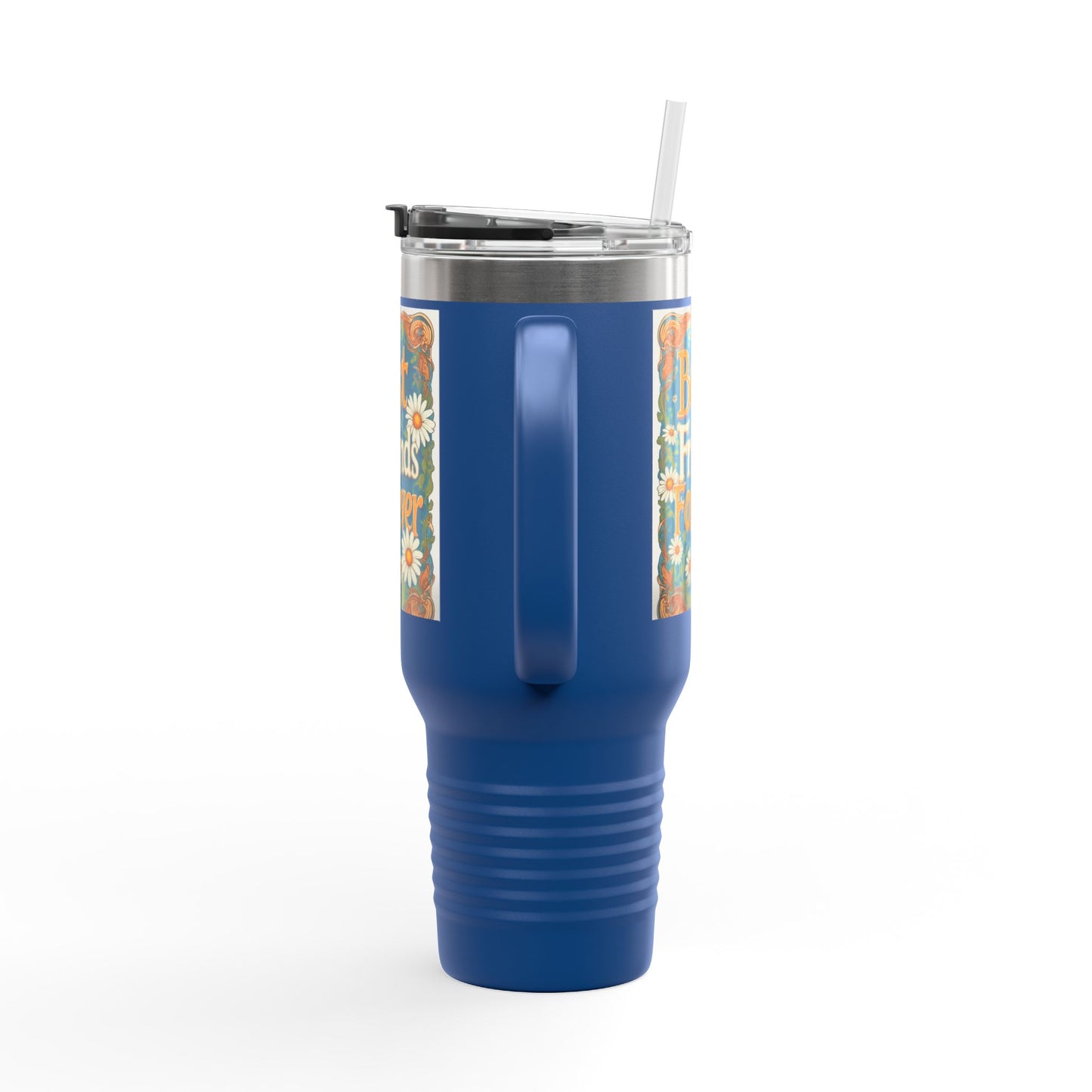 Best Friends Forever 40oz Insulated Travel Mug — Daisy Floral Friendship Tumbler