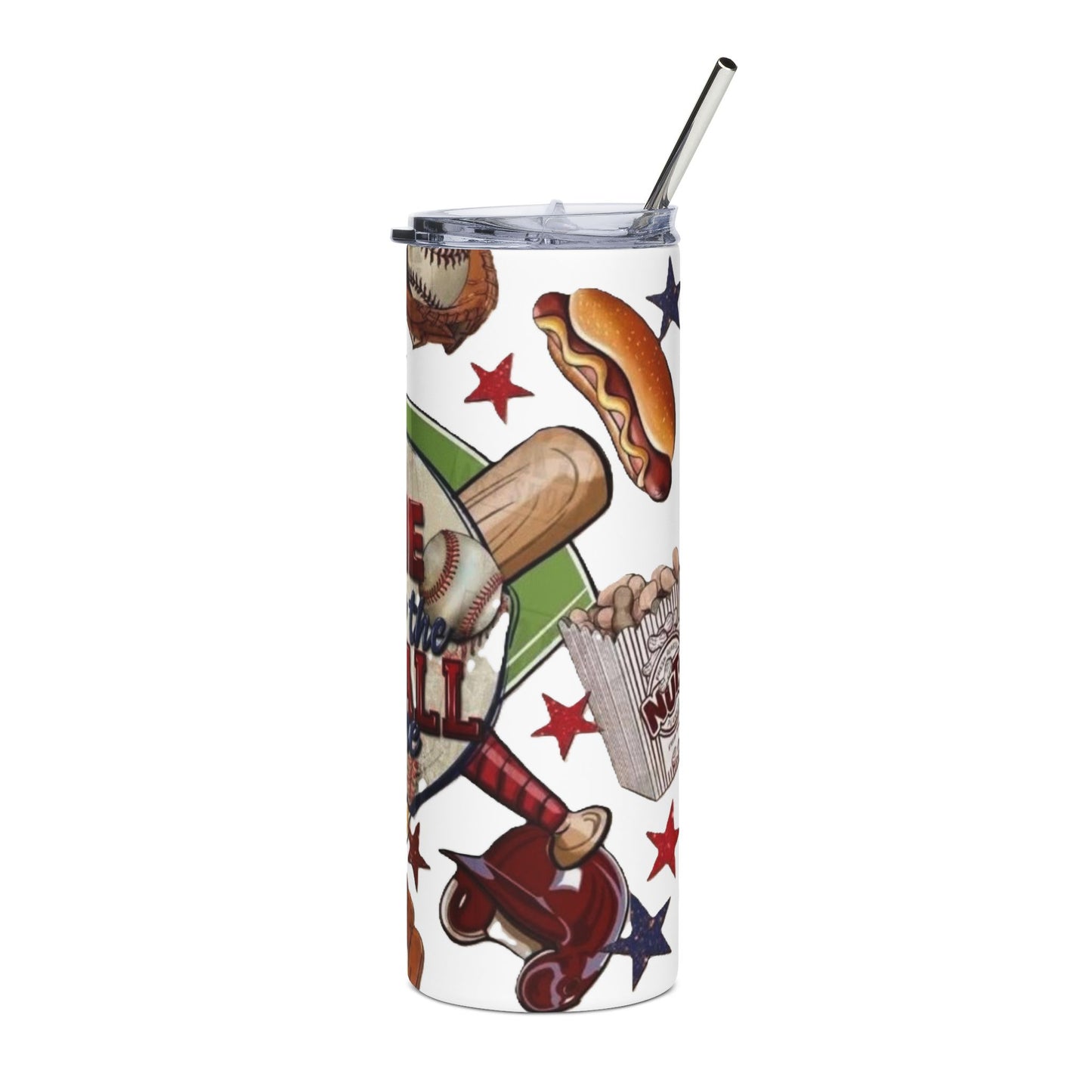 Baseball Tumbler — "Take Me Out to the Ball Game" 20oz Stainless Steel Travel Cup