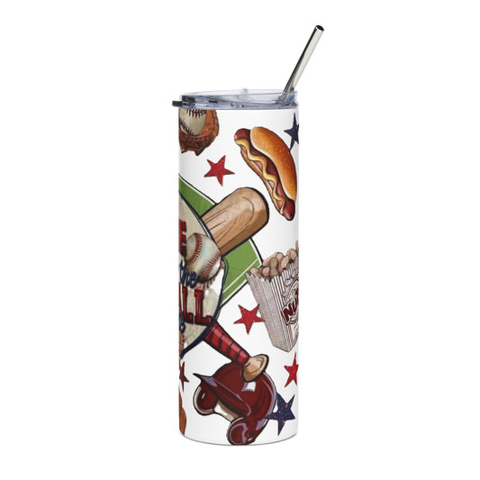 Baseball Tumbler — "Take Me Out to the Ball Game" 20oz Stainless Steel Travel Cup
