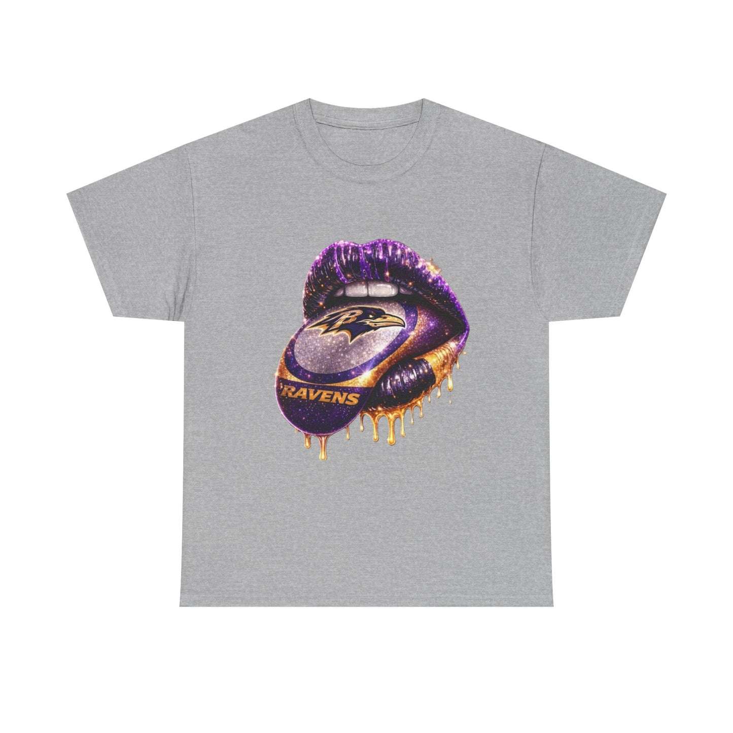 Ravens Drip Lip Graphic Tee - Purple & Gold Football Design